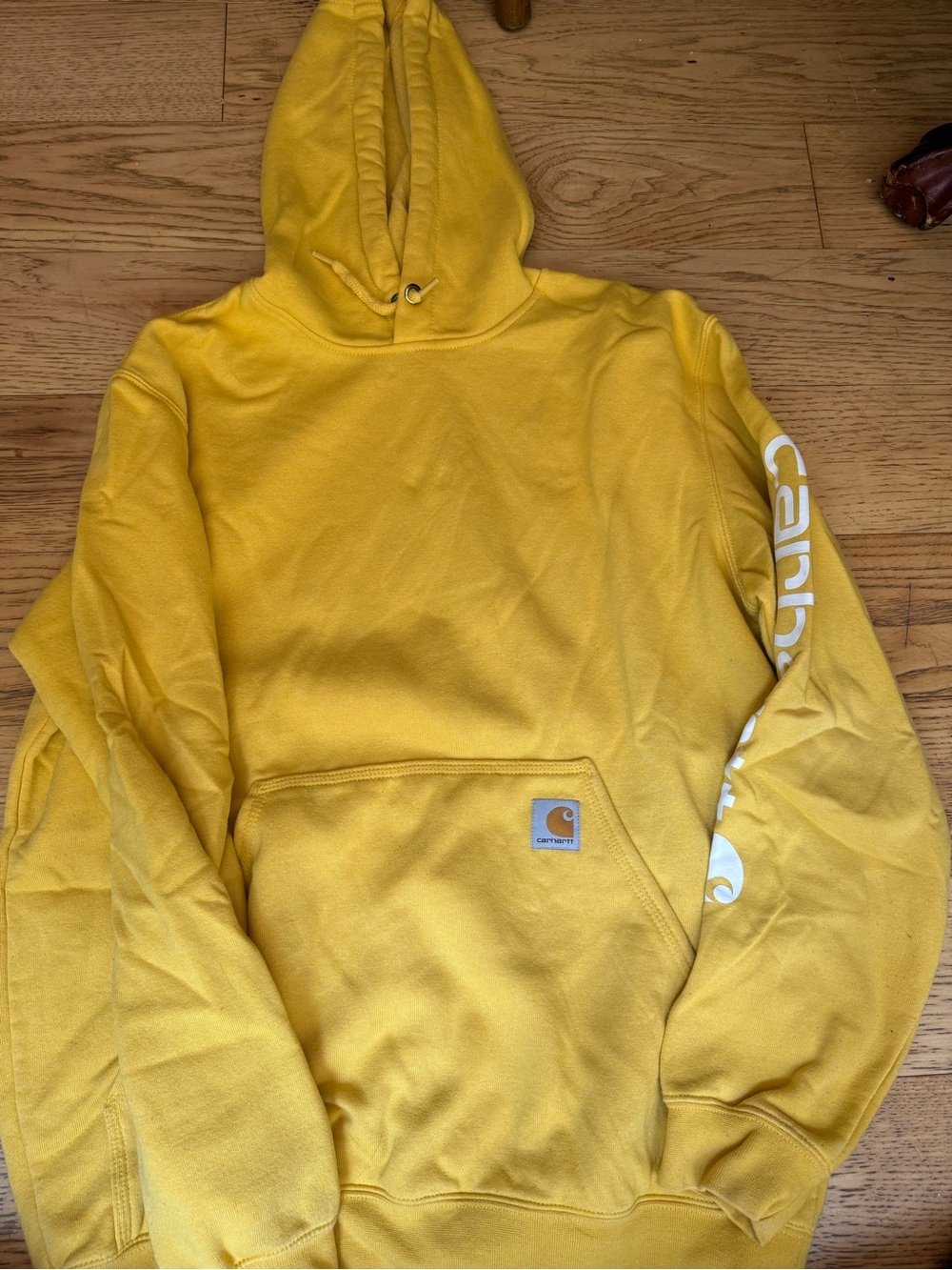 Carhartt Bright Yellow Logo Sleeve Hooded Sweatshirt